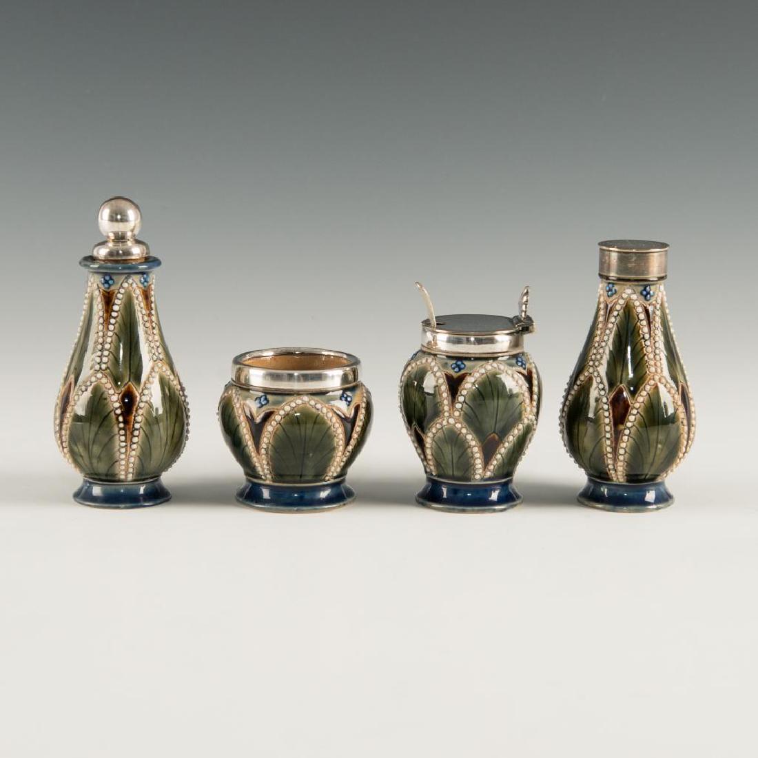 SET OF 4 LAMBETH STONEWARE 19thC CONDIMENT CRUET (1 of 5)