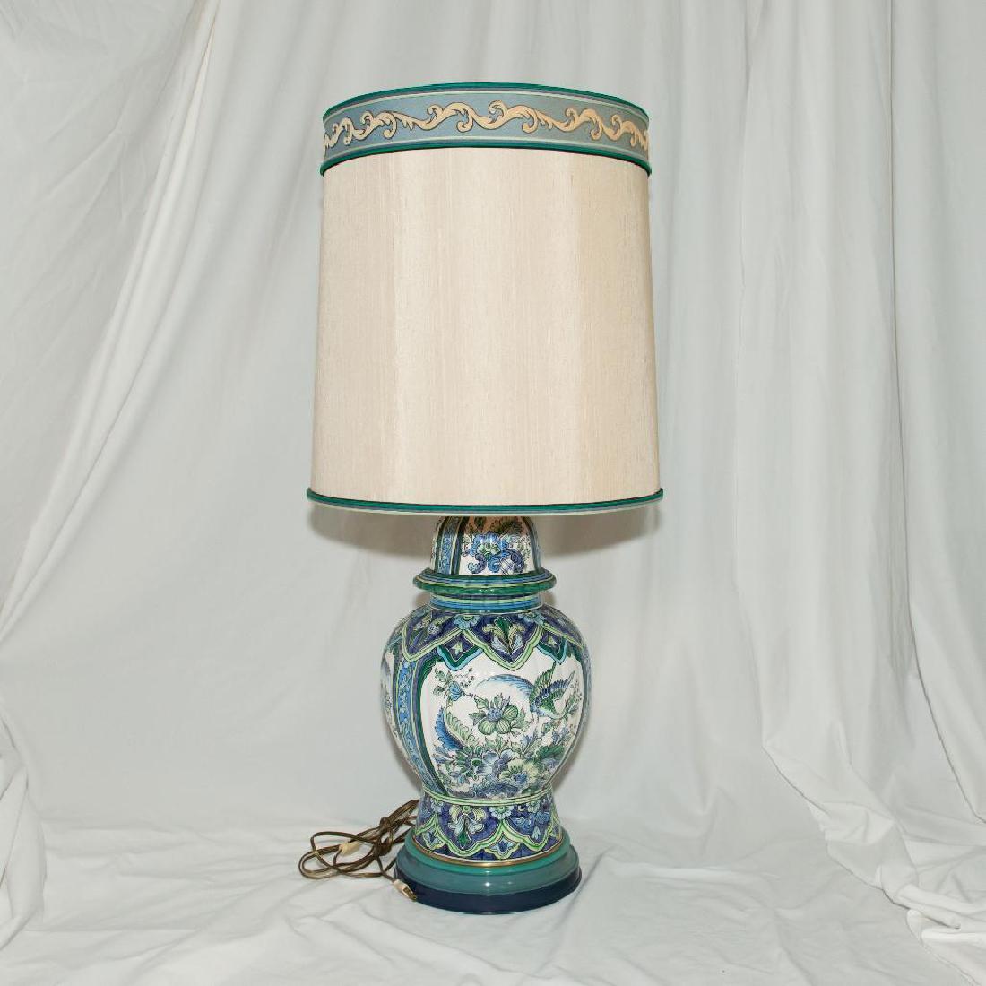 VINTAGE MARBRO CERAMIC TIN BRASS DUAL BULB DESK LAMP (1 of 4)