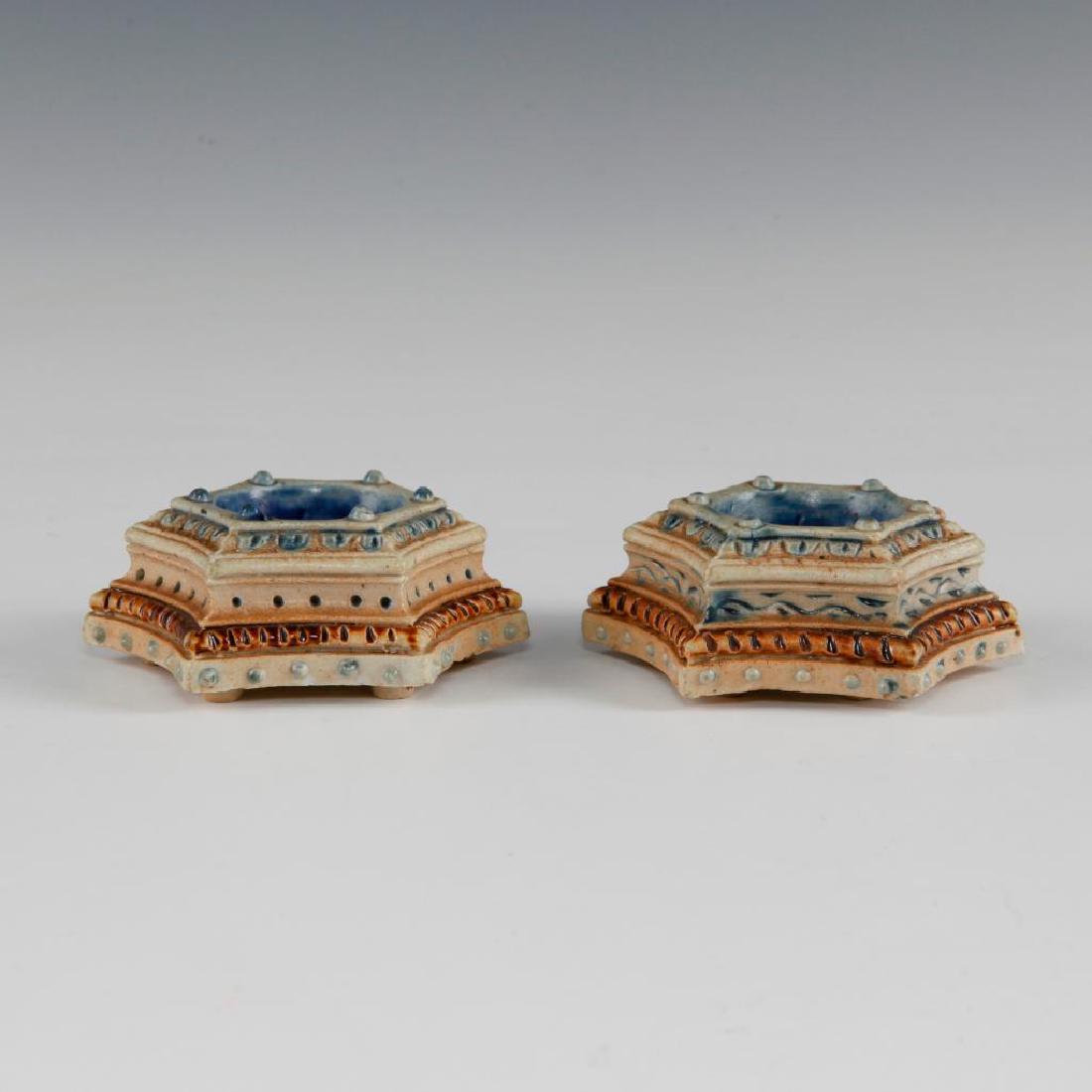GROUP 2 DOULTON LAMBETH GLAZED STONEWARE OPEN SALTS (1 of 4)