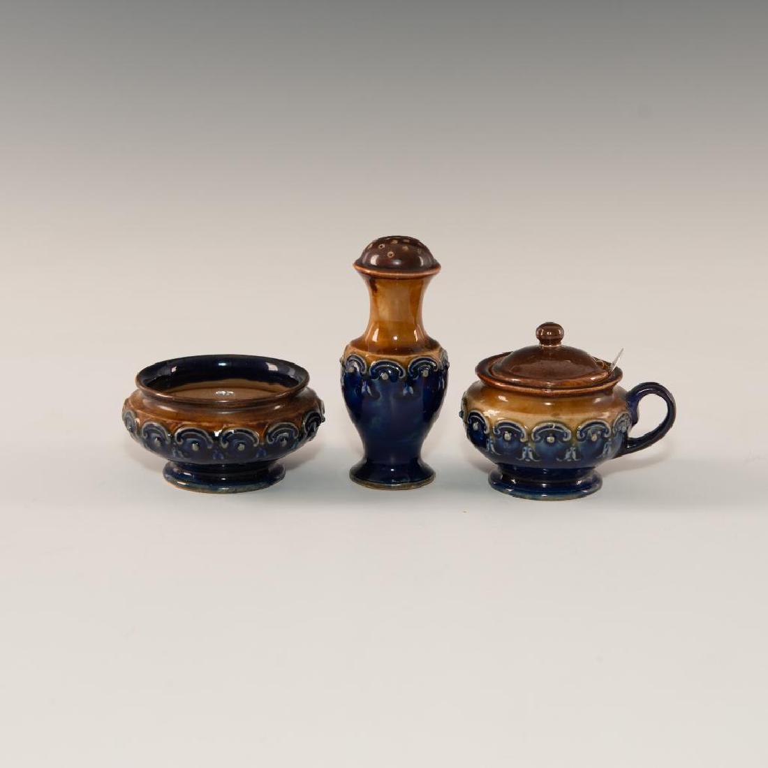 GROUP OF 3 ROYAL DOULTON SALT, SHAKER, LID BOWL, SPOON (1 of 7)