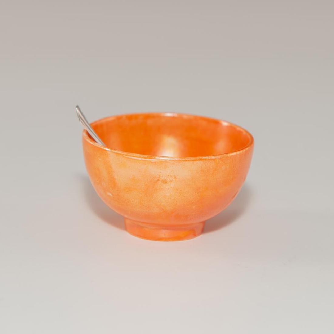 DOULTON LUSTRE SMALL OPEN SALT BOWL & STERLING SPOON (1 of 4)