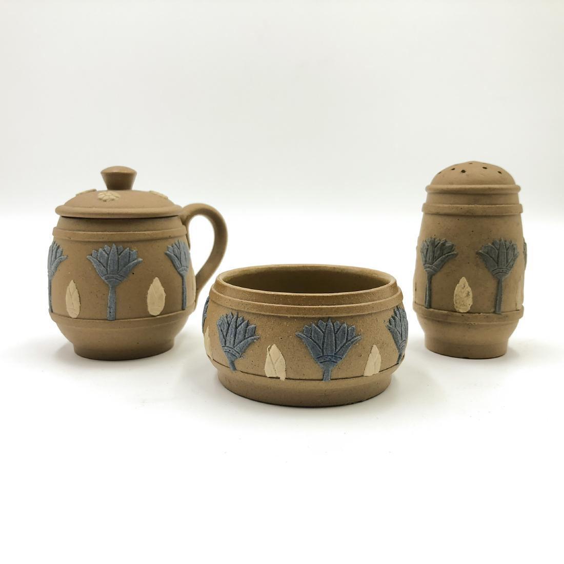 DOULTON SILICON LAMBETH MATCHED CONDIMENT SET 19th C. (1 of 11)