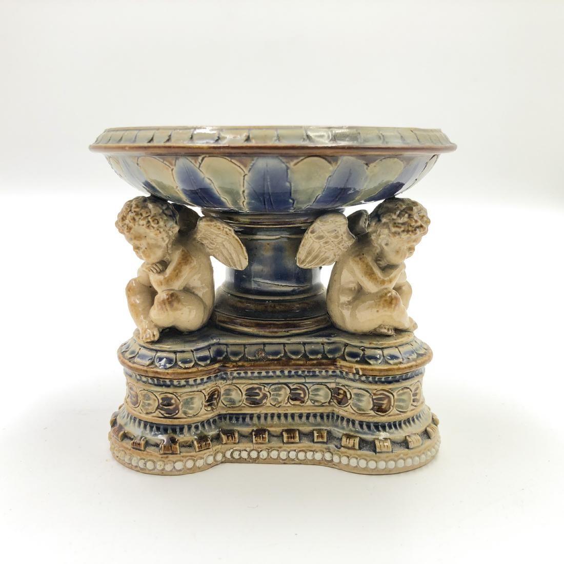 ELIZA SIMMANCE 1875 PUTI CHERUB LAMBETHWARE OPEN SALT (1 of 5)