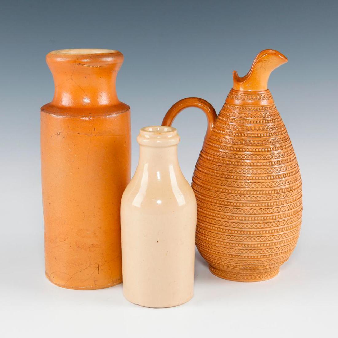 GROUP OF 3 DOULTON LAMBETH STONEWARE BOTTLES, JUG (1 of 4)