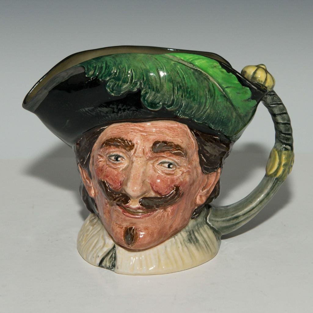 ROYAL DOULTON CHARACTER TOBY JUG CAVALIER WITH GOATEE: Rare Character Jug of Cavalier with Goatee Beard Regular version made had no goatee, making this variation unusual. Issued: 1939 Dimensions: 6"H x 8"W