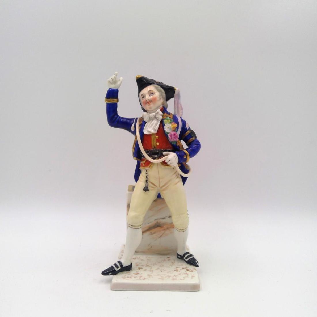 ANTIQUE PORCELAIN PEN HOLDER SOLDIER FIGURINE: Antique Porcelain Pen Holder with a Figurine of a Soldier on the front. Issued: circa early/mid 20th century Dimensions: 7"H x 3.25"L x 3"W