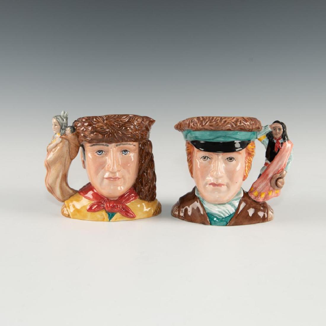 PAIR OF ROYAL DOULTON LEWIS & CLARK SMALL JUGS: From American Icon Series includes jugs D7235 and D7234. Specially commissioned from Royal Doulton by the American Toby Jug Museum to commemorate the 200th Anniversary of "The Voyage of Discovery." (1
