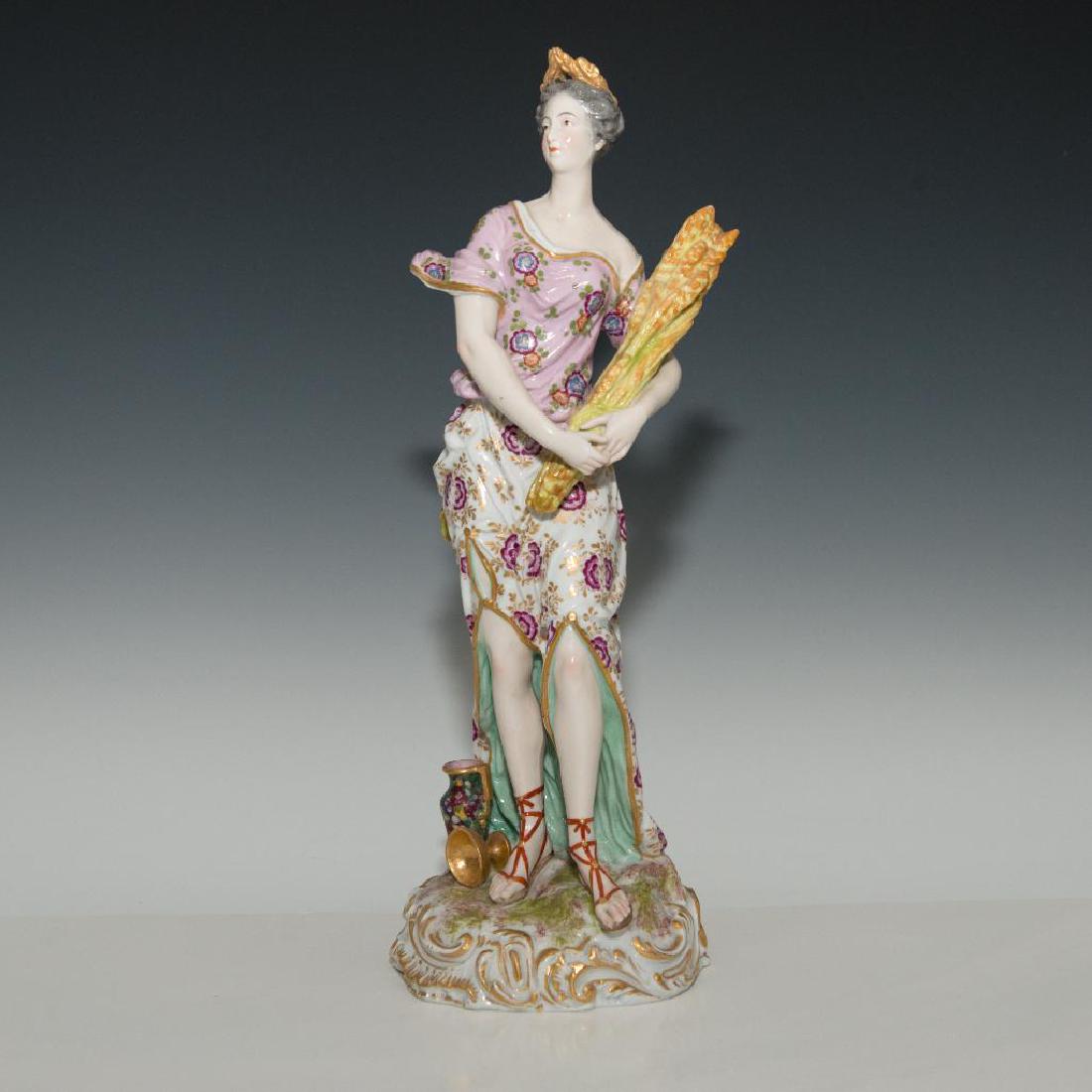 SAMSON 19thC FRENCH PORCELAIN ALLEGORICAL STATUE OF A: Samson Large Figurine Allegory of Autumn. Depicts a Goddess holding a harvest. Marked with blue crossed swords and A B. Issued: circa 1870s Dimensions: 14.5"H x "D Country of Origin: France