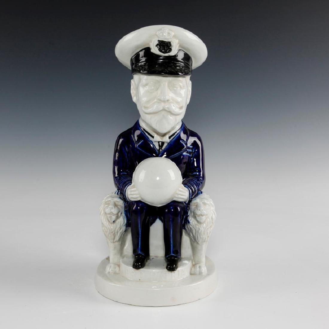 WILKINSON KING GEORGE V UNPAINTED BLUE WHITE TOBY JUG: From the World War II Allied Leaders Collection. 1915-1919 the English Wilkinson factory produced one of the most significant series of 20th century toby jugs depicting WWI Allied commanders. The set 