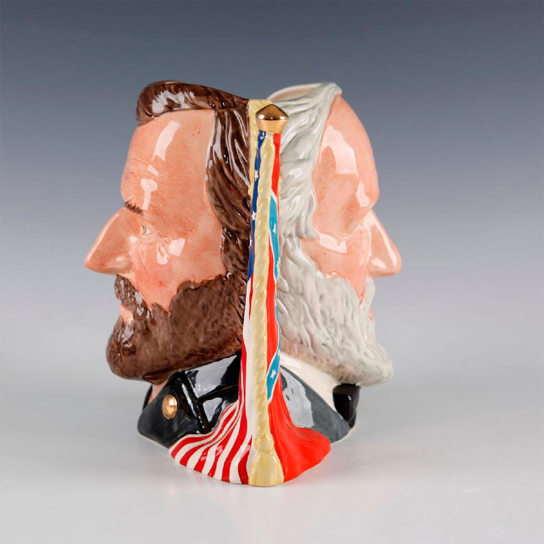 ROYAL DOULTON LARGE CHARACTER JUG ULYSSES & ROBERT LEE: Double-sided D6698; Limited edition, the two opposing American Civil War generals. Artist: Michael Abberley Issued: 1982 Dimensions: 7"H x 7.25"W Edition Number: 974 Edition Size: 9500 Country of