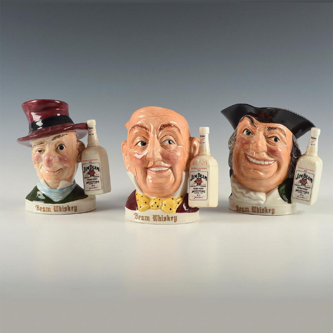 GROUP OF 4 JOHN HUMPHREYS POTTERY ADVERTISING WHISKEY: Includes smiling characters Toby Fillpot, Aly Sloper and two Micawber. Beam Boozers Collections Limited Edition of 1000. Series specially commissioned for Pick-Kwik Wines & Spirits, Derby with special