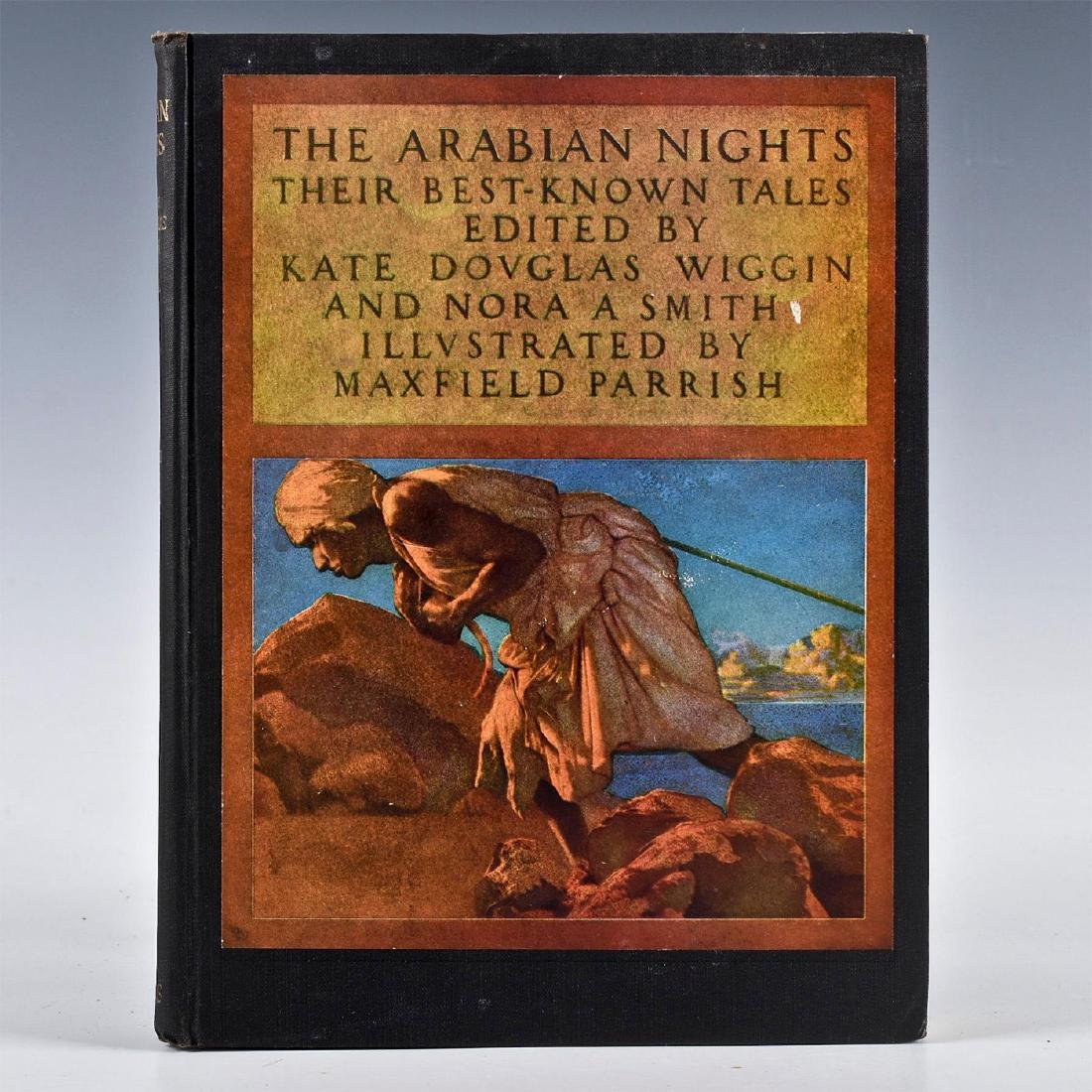 THE ARABIAN NIGHTS ILLUSTRATED BY MAXFIELD PARRISH: Black cover, pictorial pastedown. 339 pp. 9 color plates. Artist: Maxfield Parrish Issued: 1947 Dimensions: 9.5"L Country of Origin: United States