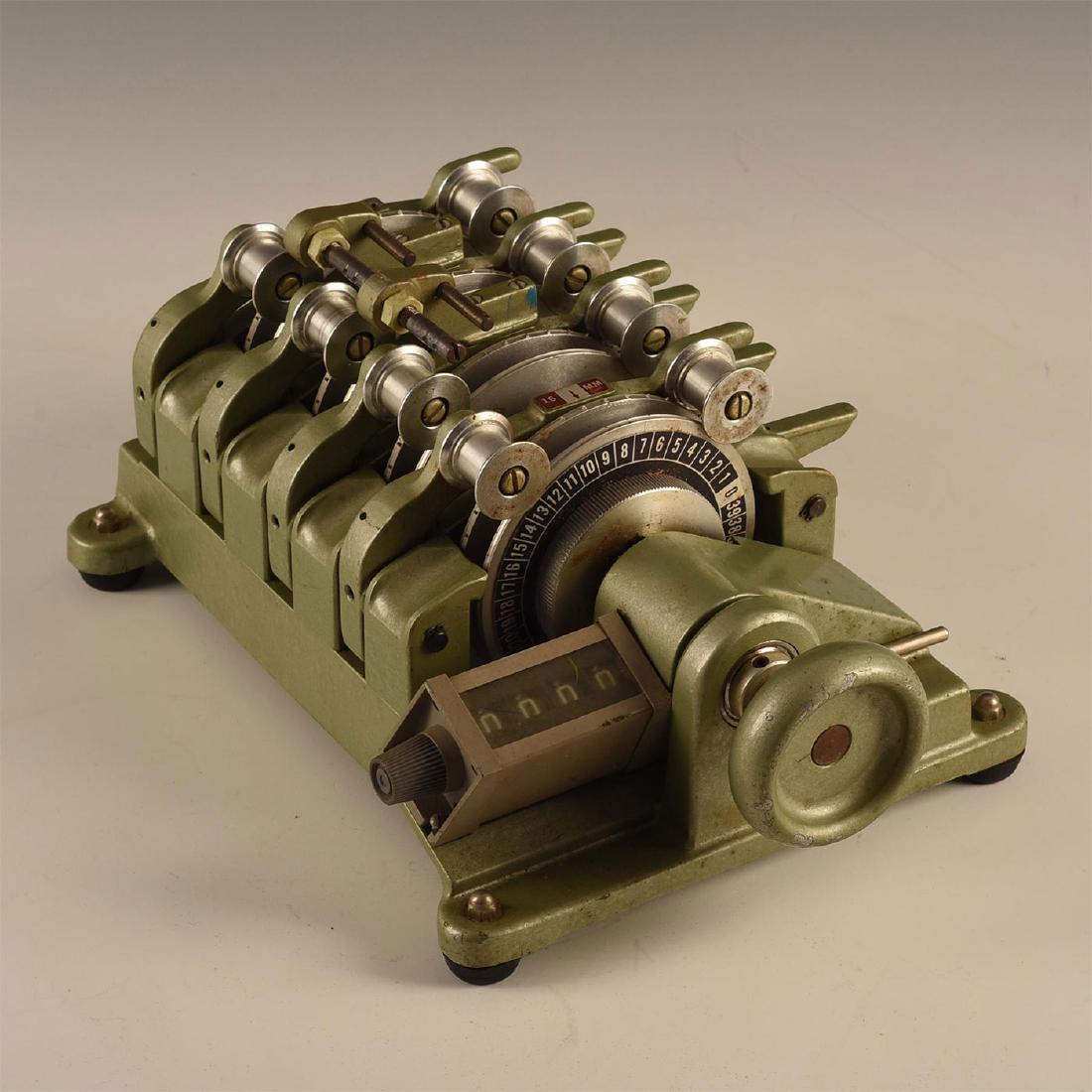 RETRO 4-GANG MAGNASYNC MOVIOLA 16MM FILM SYNCHRONIZER: Hollywood Film Co. Model SZD in classic 50's seafoam enamel. A staple of the smokey editing rooms of classic Hollywood, this Magnasync Moviola was a heavily built vintage tool for a delicate artistic 
