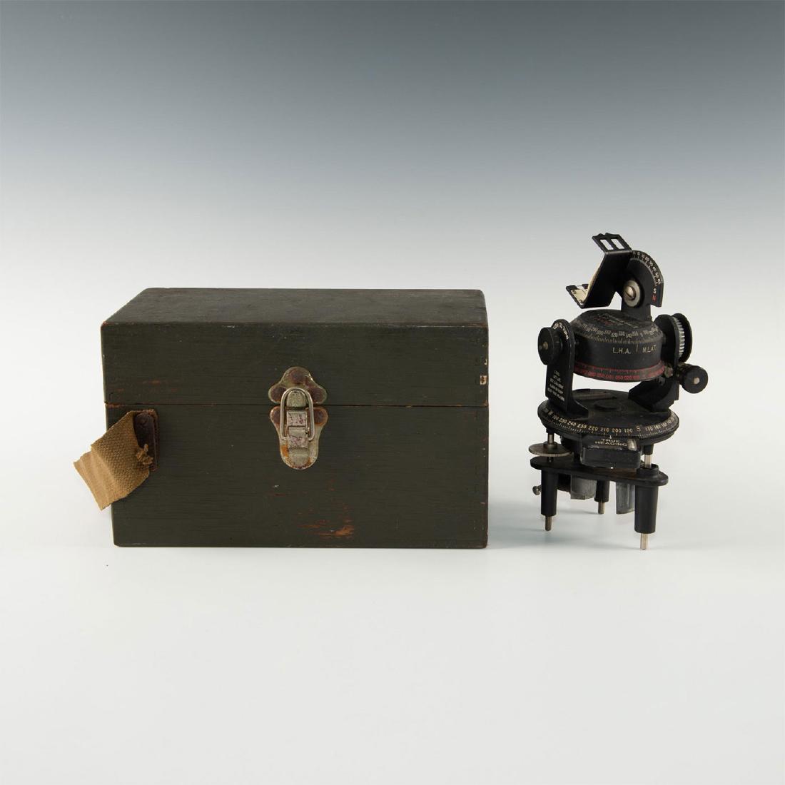 WORLD WAR II MILITARY AVIATION ASTRO COMPASS MK II: Original crate, strap. Manufacturer plate, Sperti, Inc. Issued: c. 1940 Dimensions: 6"H x 10"L x 5"W, in case Manufacturer: Sperti, Inc. Country of Origin: United States