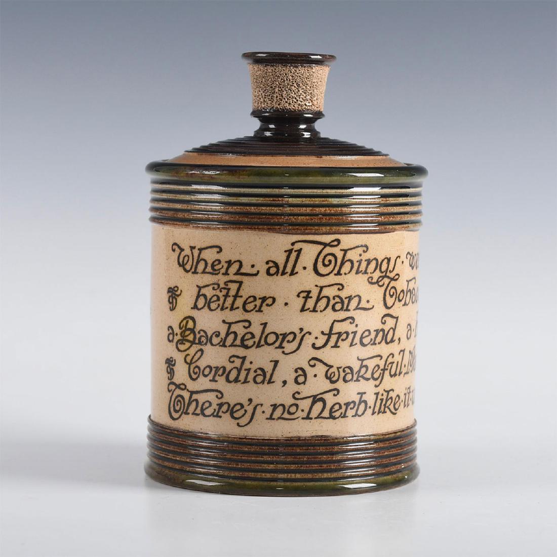 DOULTON LAMBETH STONEWARE TOBACCO JAR AND STRIKER (1 of 5)