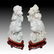 PAIR OF CHINESE CARVED JADE CROWING ROOSTERS, WOODEN - 15