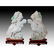 PAIR OF CHINESE CARVED JADE CROWING ROOSTERS, WOODEN - 2