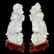 PAIR OF CHINESE CARVED JADE CROWING ROOSTERS, WOODEN - 4