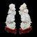 PAIR OF CHINESE CARVED JADE CROWING ROOSTERS, WOODEN - 6