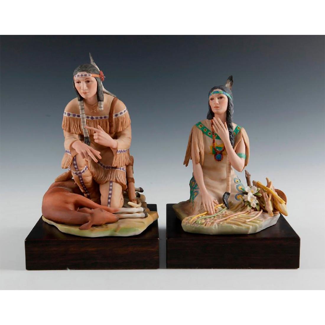 TWO CYBIS LARGE PORCELAIN NATIVE AMERICAN FIGURES,: Depicting characters from Longfellow's immortal Song of Hiawatha. Issued: 1975 Dimensions: 12.5"H Edition Number: 439 Edition Size: 500 Country of Origin: United States