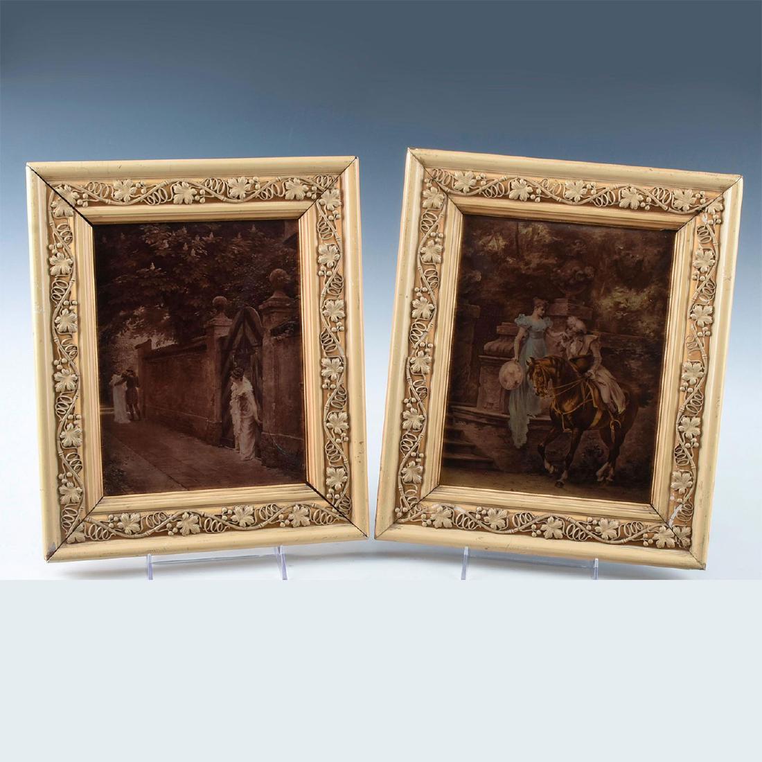 PAIR OF ANTIQUE CRYSTOLEUM PRINTS, COUPLES (1 of 7)