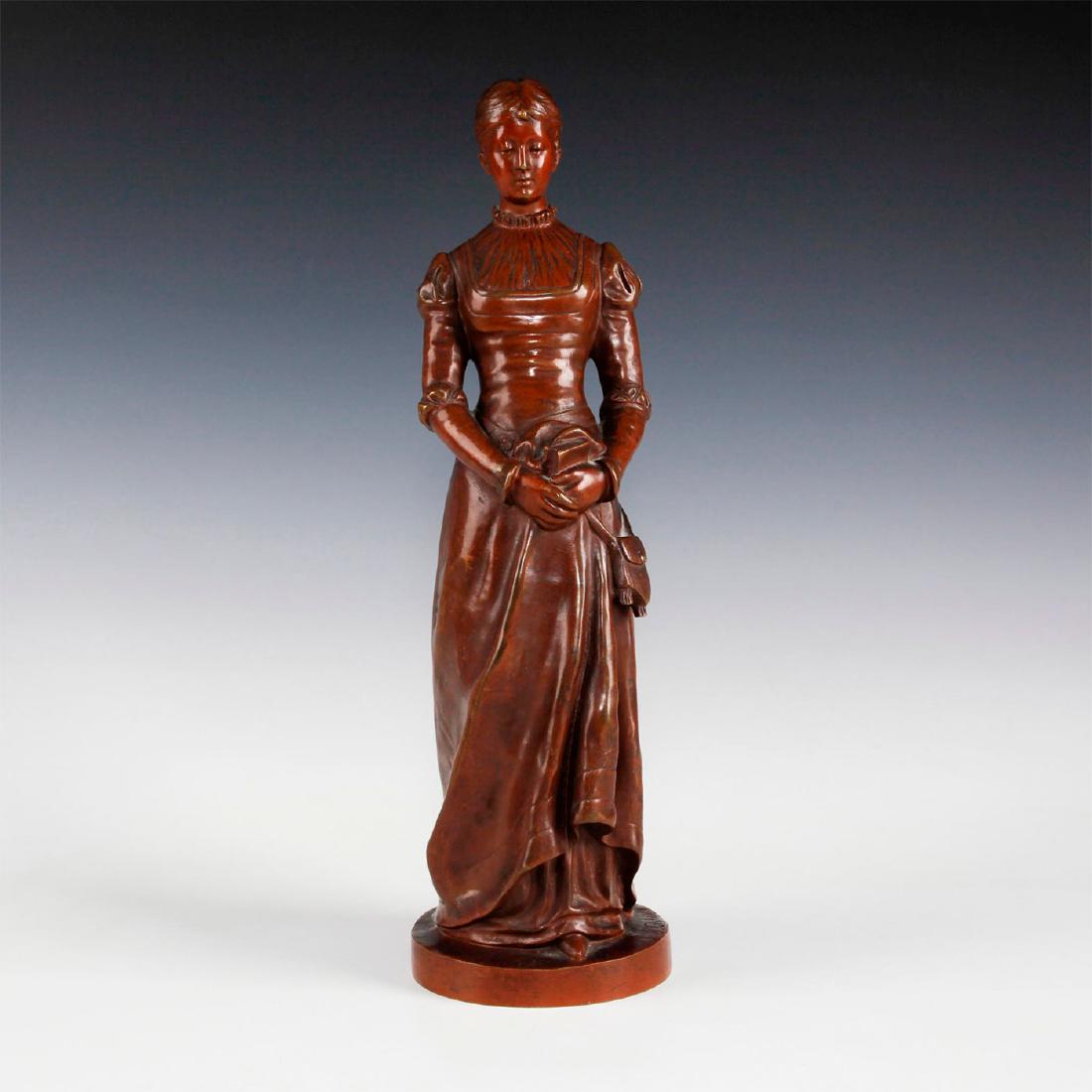 BRONZE SCULPTURE BY JEAN GARNIER (1853-c. 1910): Artist signed J. GARNIER to bottom edge of base. Approximate weight of metal 4.5lbs. Artist: Jean Garnier Issued: Late 19th to early 20th c. Dimensions: 12"H Country of Origin: France