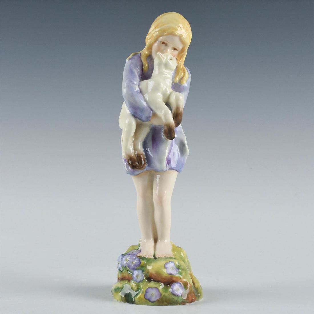 ROYAL WORCESTER FIGURINE, SPRING RW3012: Handpainted lavender dress. Interior bottom base marked in puce SPRING MODELLED BY P.G. DOUGHTY. Puce Royal Worcester backstamp. Issued: 1933-1959 Dimensions: 9"H Manufacturer: Royal Worcester Provena