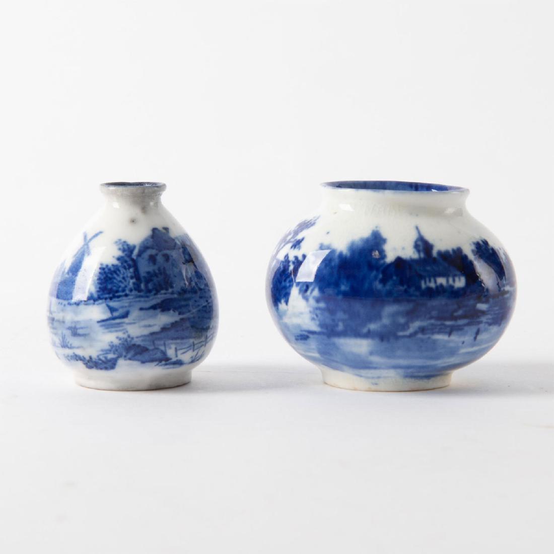SET OF TWO ROYAL DOULTON BLUE AND WHITE VASES MINIATURE (1 of 6)
