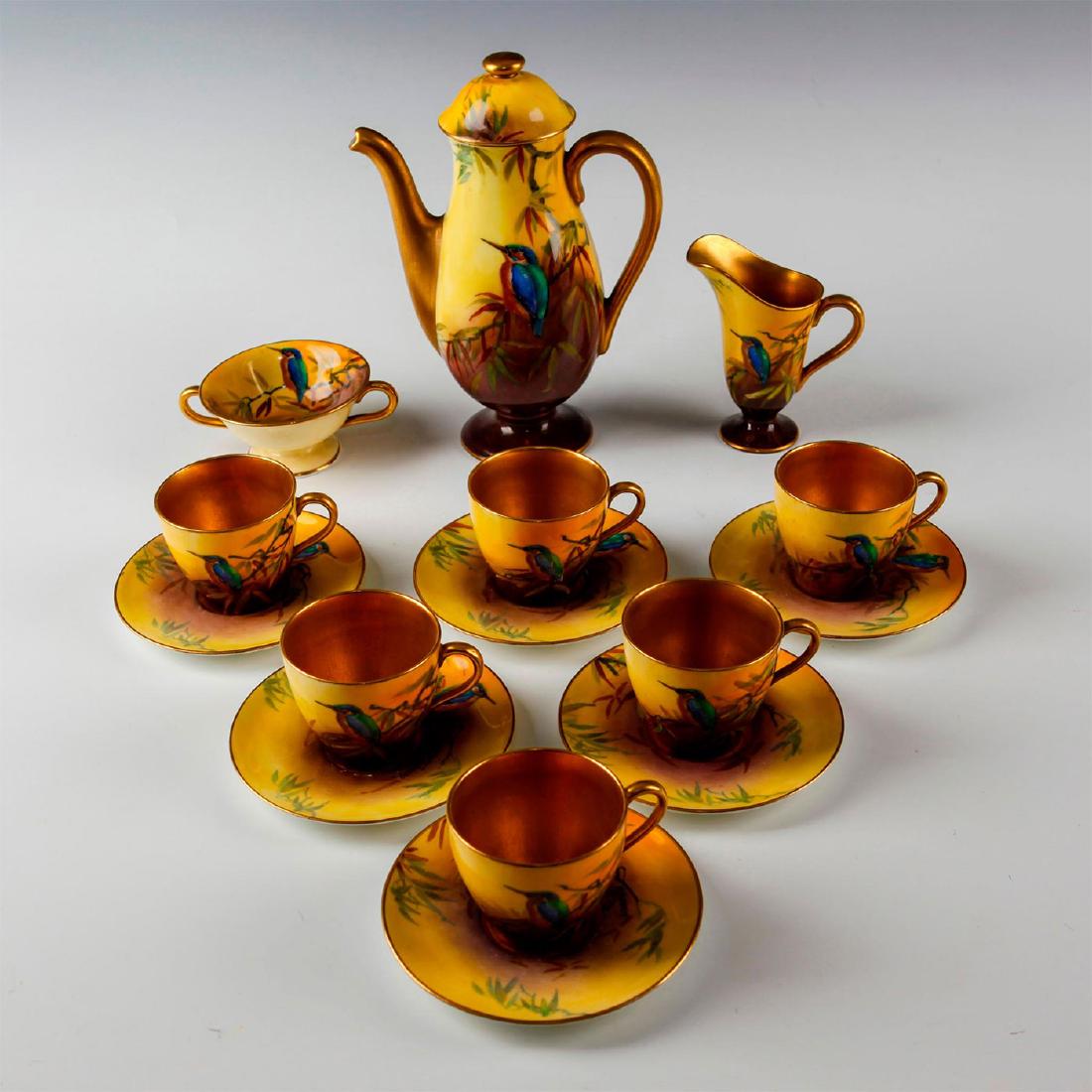 DOULTON BURSLEM ART DECO 15PC TEA SET, BIRDS (1 of 13)