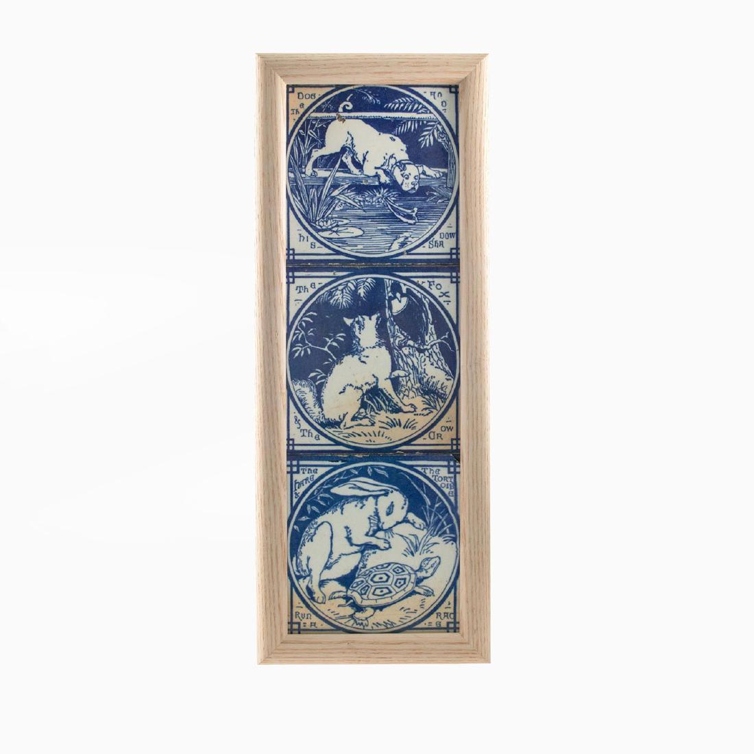 MINTONS AESTHETIC PERIOD AESOP'S FABLES FLOW BLUE TILES (1 of 6)