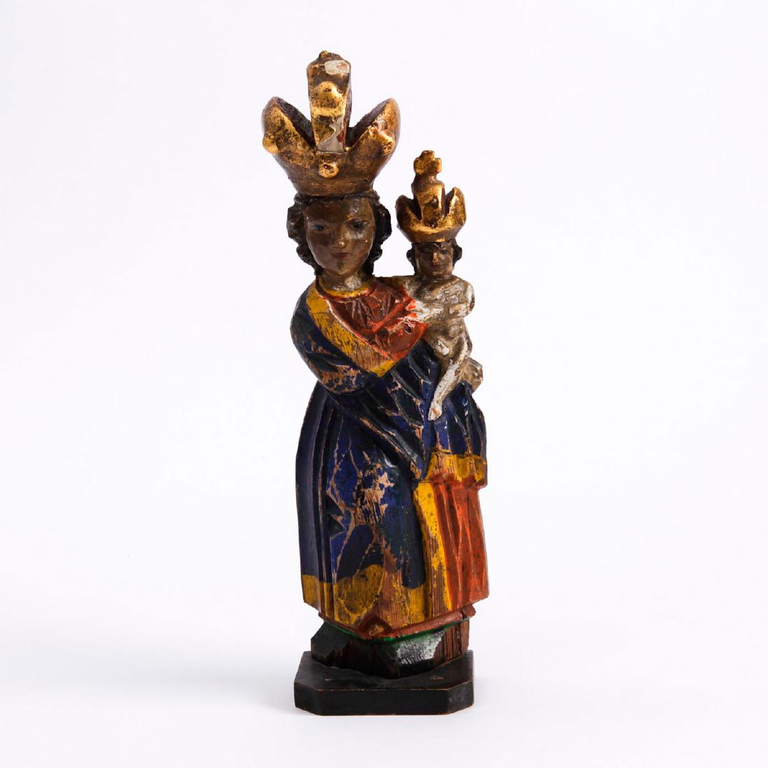 POLYCHROME WOODEN MADONNA AND CHILD (1 of 4)