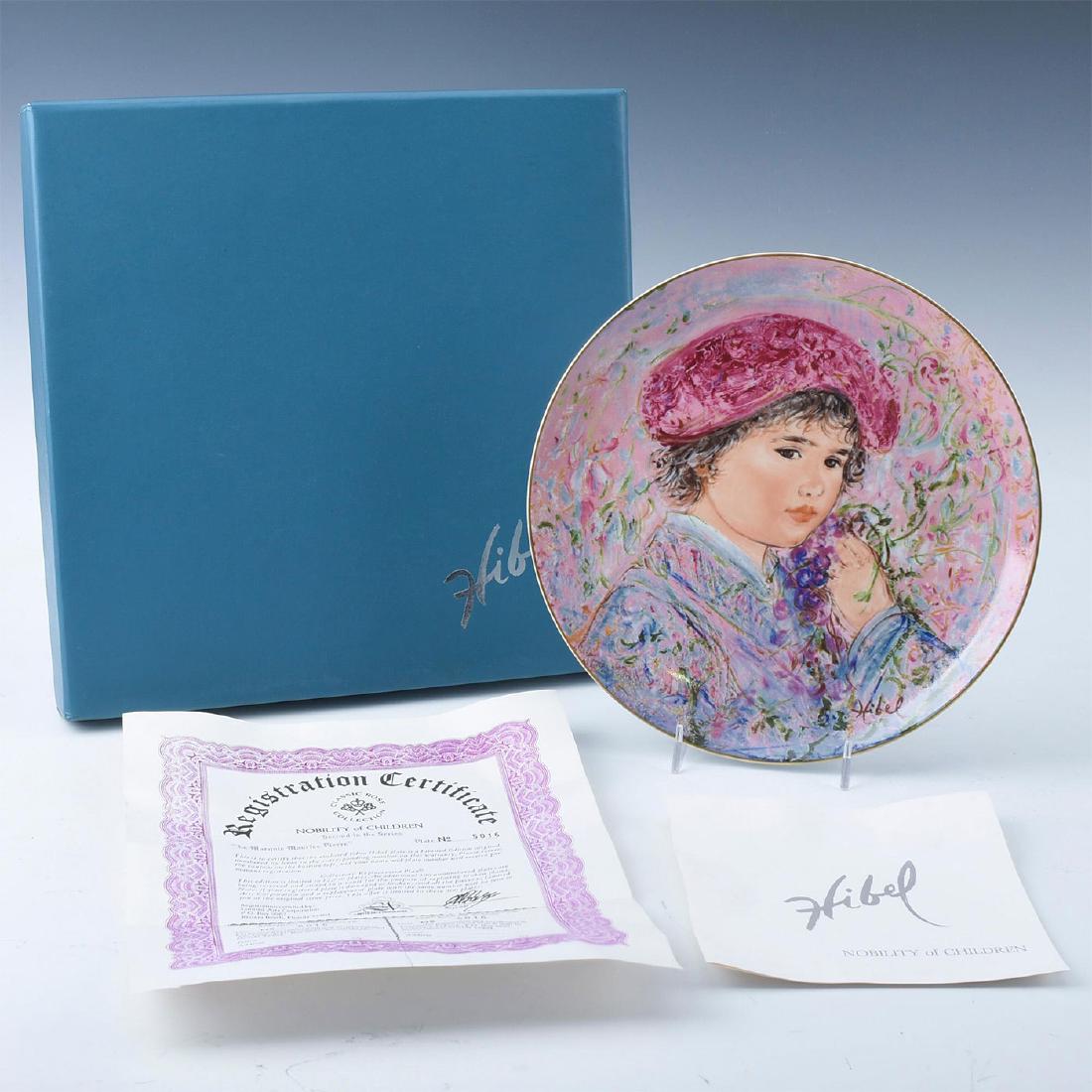 ROSENTHAL EDNA HIBEL LE MARQUIS MAURICE PIERRE PLATE: Limited edition plate from the Hibel Nobility of Children series. Plate is numbered 5016 out of 12,750 copies, and is second of the NOBILITY OF CHILDREN series. Piece depicts painting of a little Fren