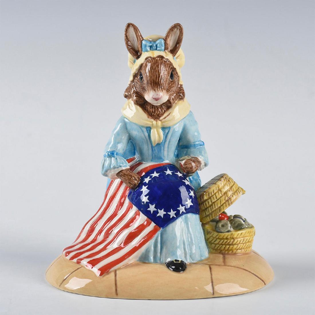 ROYAL DOULTON BUNNYKINS FIGURINE BETSY ROSS DB313: From the American Heritage Series. Limited edition of 2,000. Stamped to base ROYAL DOULTON and other marks. Issued: 2003 Dimensions: 4.25"H Edition Number: 1951 Edition Size: 2000 Manufacturer: Royal 