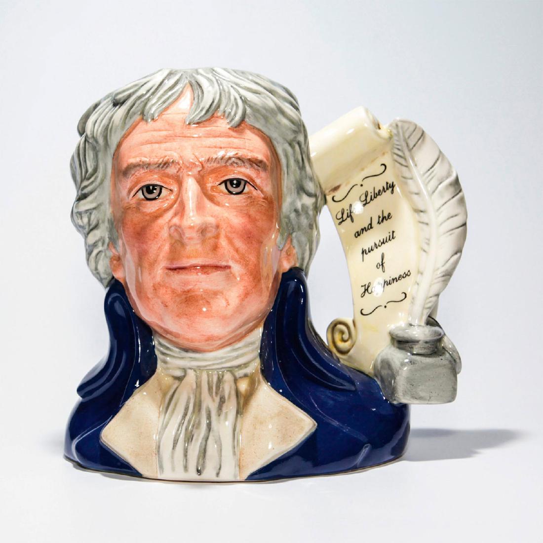 ROYAL DOULTON CHARACTER JUG, THOMAS JEFFERSON D6943: Thomas Jefferson from the Presidents of the United States Series. Signed and numbered on bottom. 2281 of 2500. Artist: Stanley James Taylor Issued: 1994 Dimensions: 6.75"H Edition Number: 2281 Edition