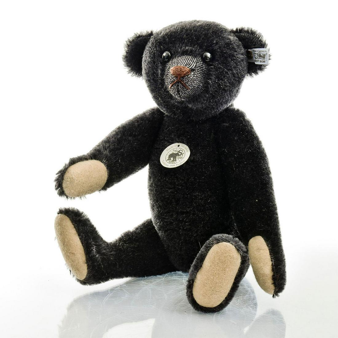 SINGLE BLACK ARTICULATED STEIFF 1908 REPLICA TEDDY BEAR (1 of 3)