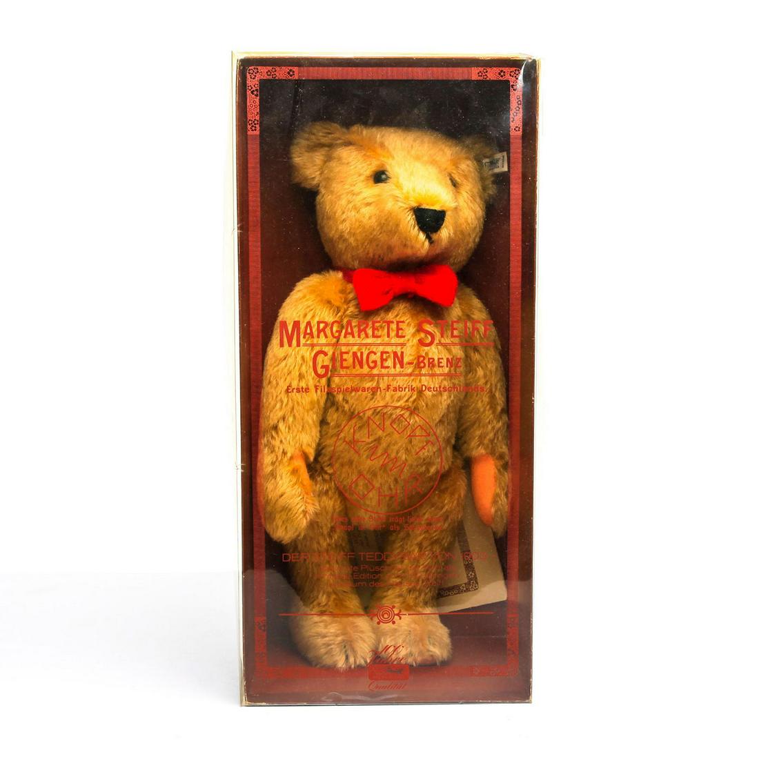 STEIFF BLOND BEAR WITH RED KNITTED BOW TIE (1 of 6)