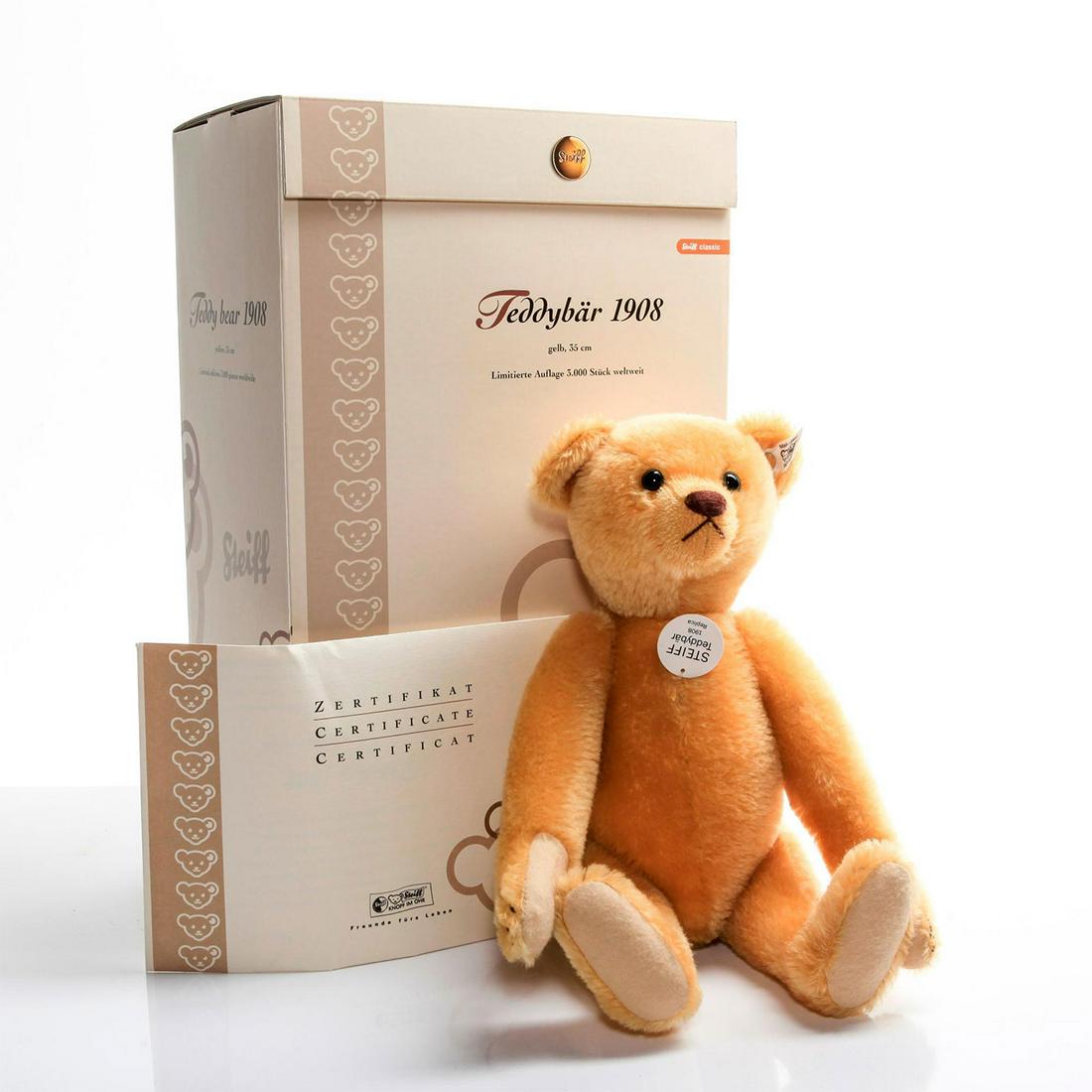 STEIFF GROWLER YELLOW TEDDY BEAR 1908 REPLICA (1 of 4)