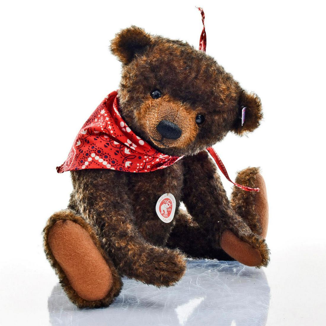 TOFFEE COLORED ARTICULATED STEIFF BEAR WITH BANDANA (1 of 3)
