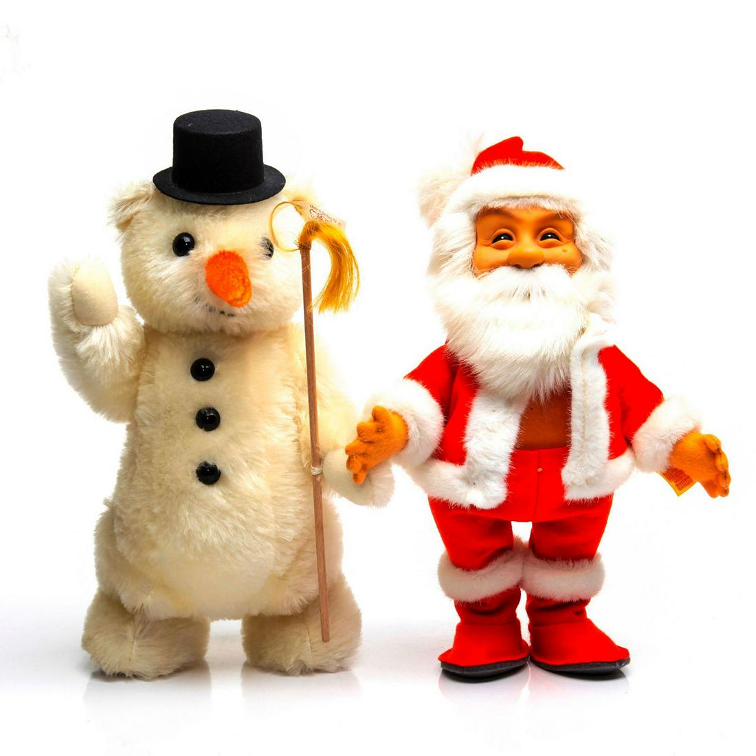 STEIFF LIMITED ED. SNOWMAN WITH EAR BUTTON; SANTA (1 of 2)