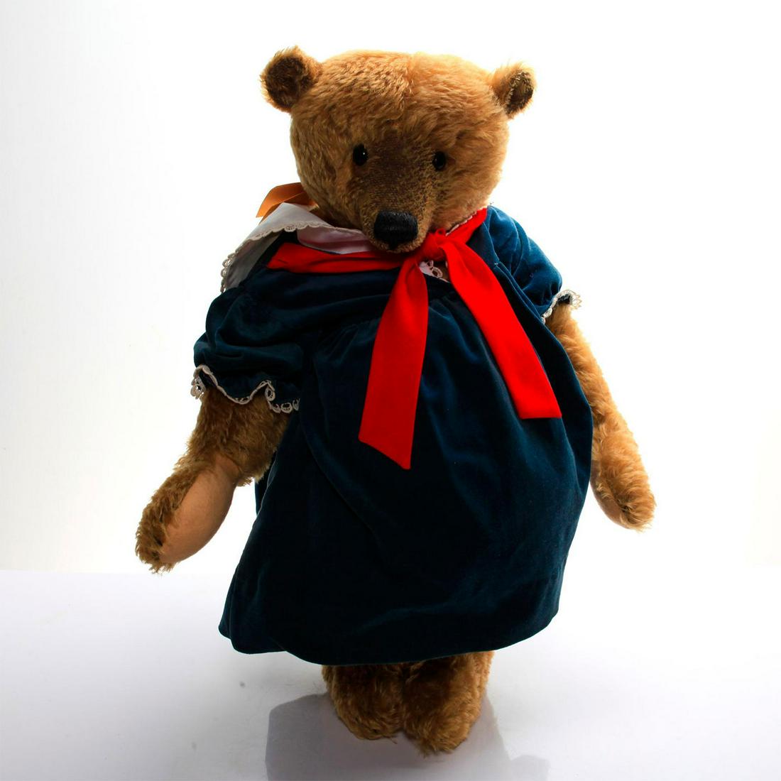 STIER BEAR IN VELVET DRESS WITH RED NECK TIE (1 of 5)