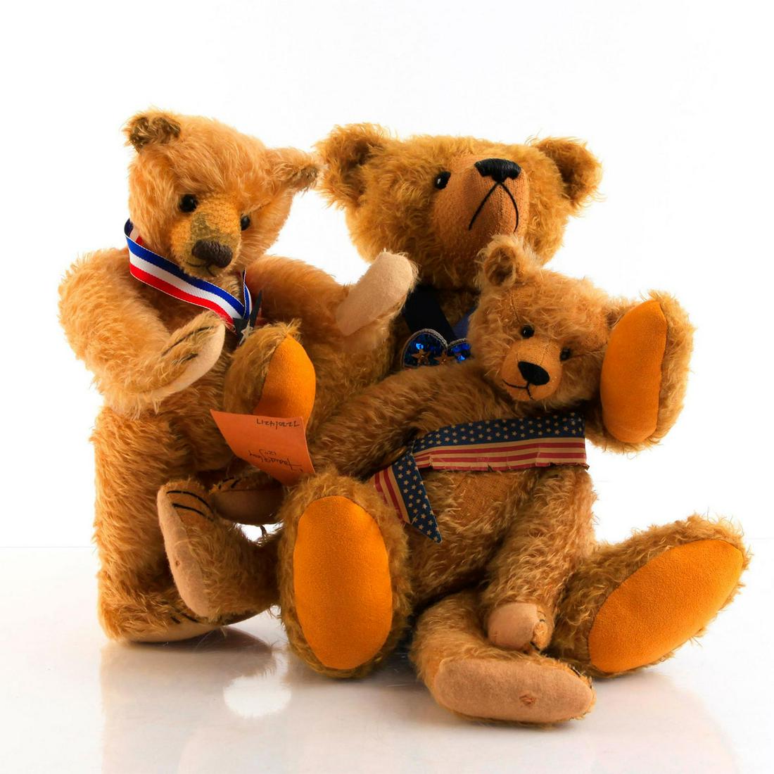 SET OF 3 MOHAIR ARTICULATED BEARS; VARIOUS ARTISTS (1 of 6)