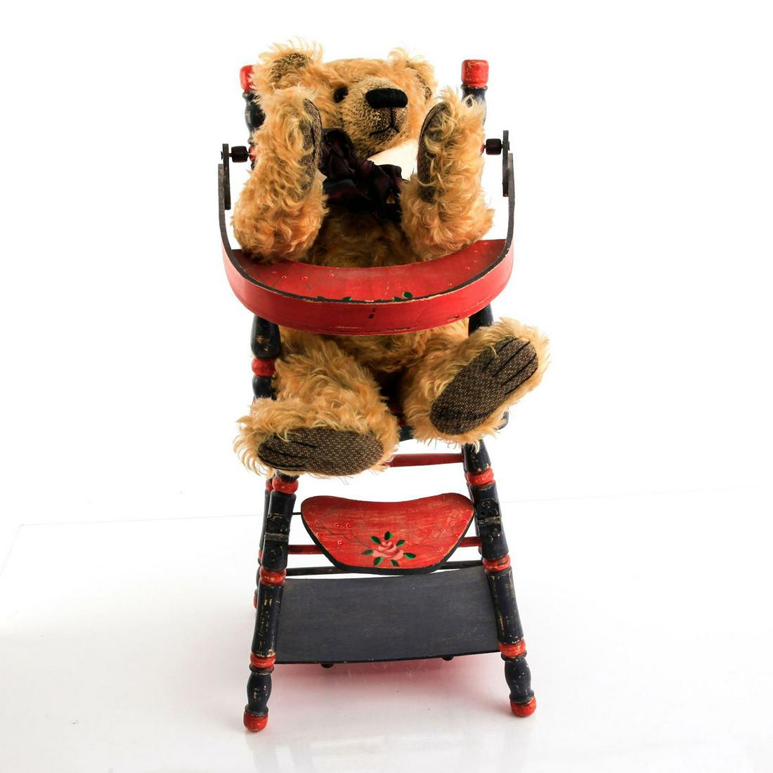 1 PLUSH ARTICULATED COLLECTIBLE BEAR WITH HIGH CHAIR (1 of 5)