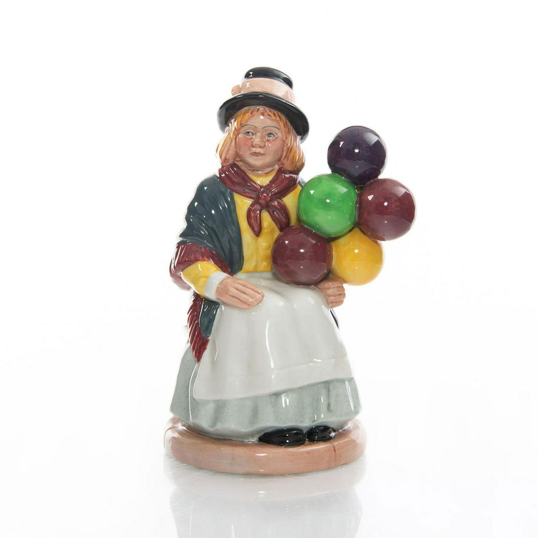ROYAL DOULTON FIGURINE, BALLOON GIRL HN2818: Seated girl with multicolored balloons. Doulton backstamp. Artist: William K. Harper Issued: 1982-1997 Dimensions: 6.75"H Manufacturer: Royal Doulton Country of Origin: England