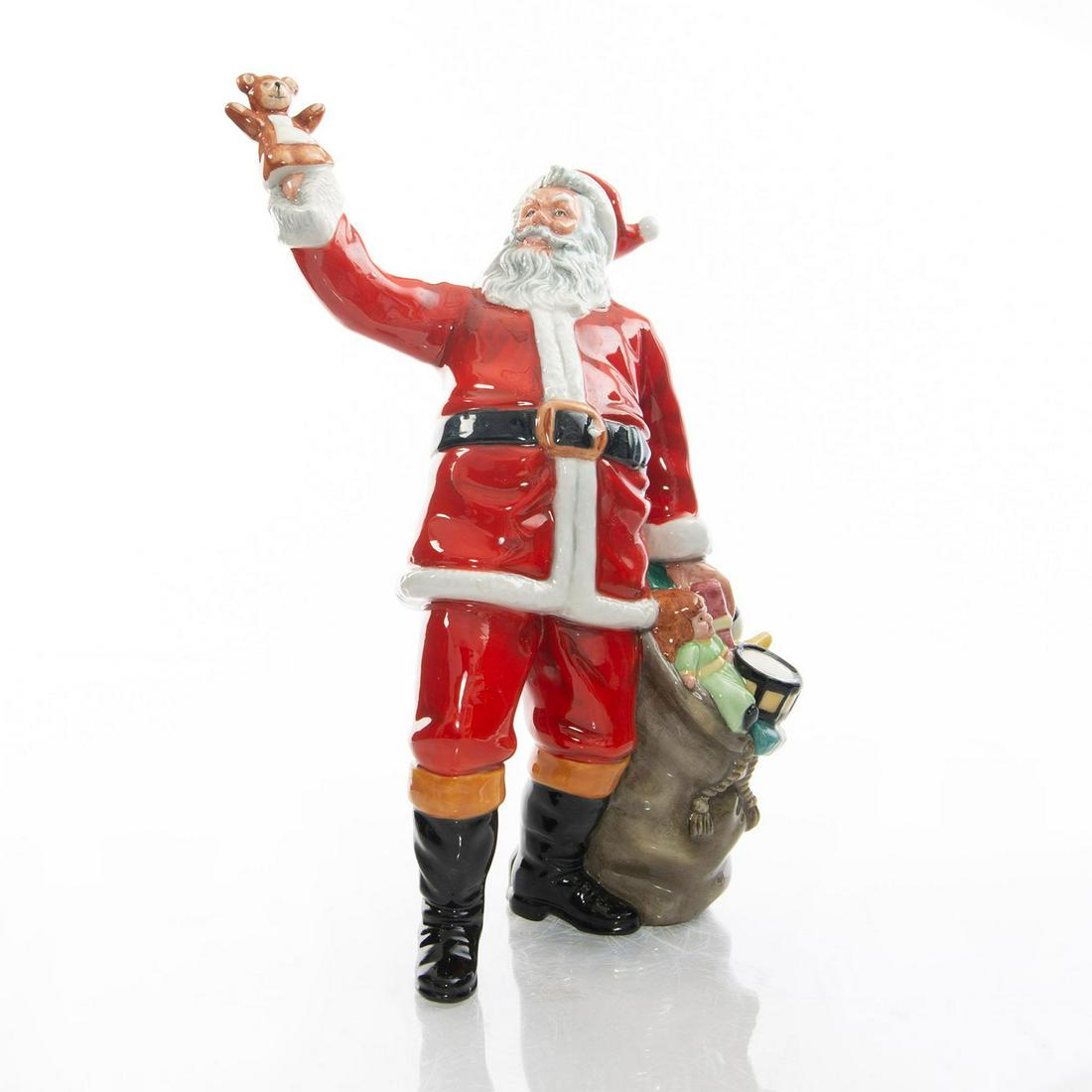 ROYAL DOULTON FIGURINE, SANTA CLAUS HN2725: Red and white colorway. Christmas series. Doulton backstamp. Artist: William K. Harper Issued: 1982-1993 Dimensions: 10"H Manufacturer: Royal Doulton Country of Origin: England