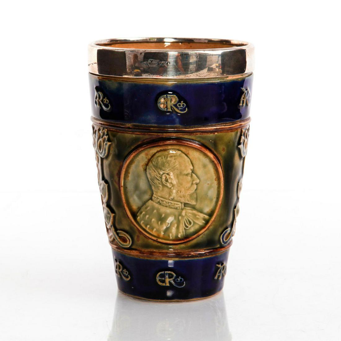 DOULTON LAMBETH STONEWARE BEAKER EDWARD VII & ALEXANDRA (1 of 4)