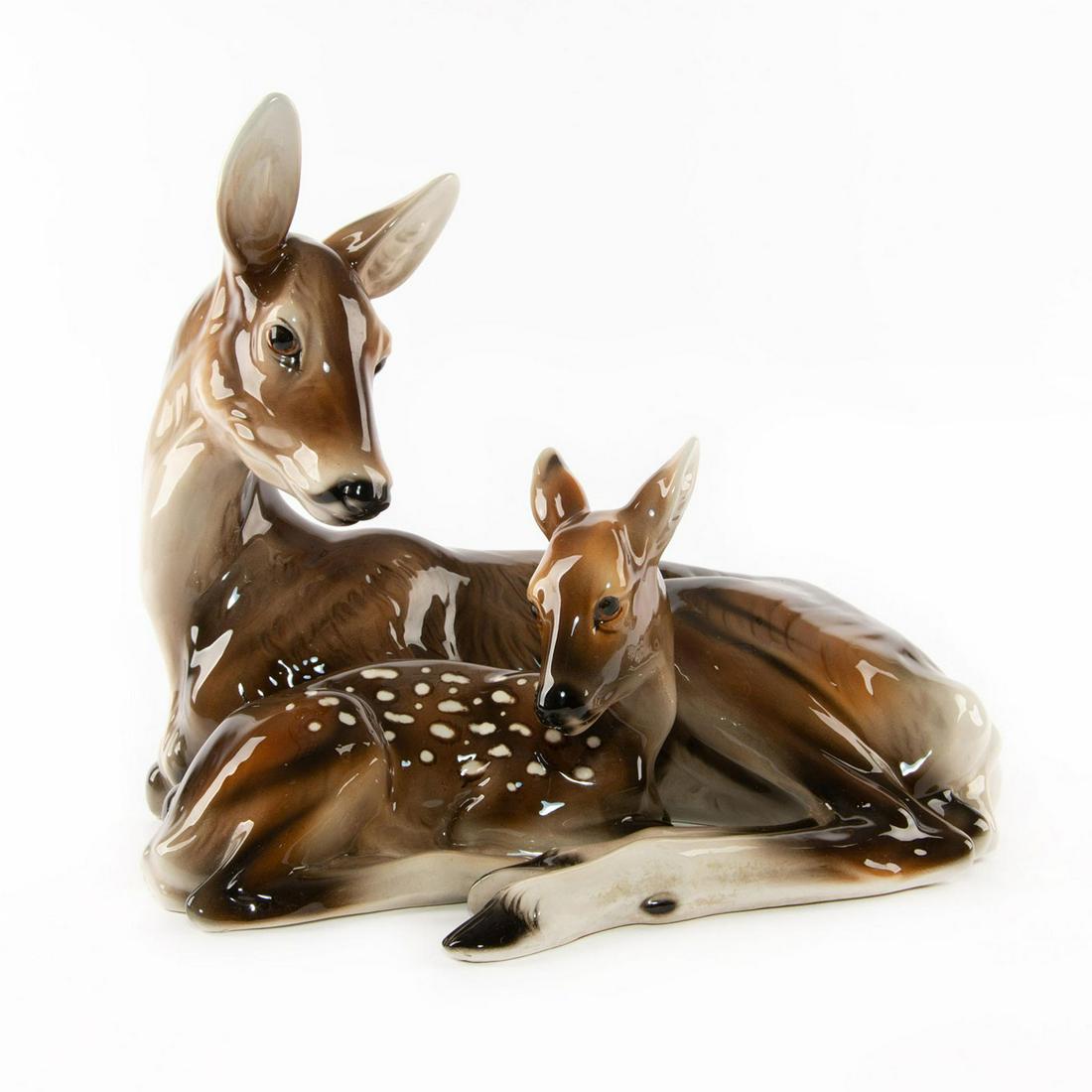KERAMOS AUSTRIA LARGE FIGURE, DEER & FAWN (1 of 8)
