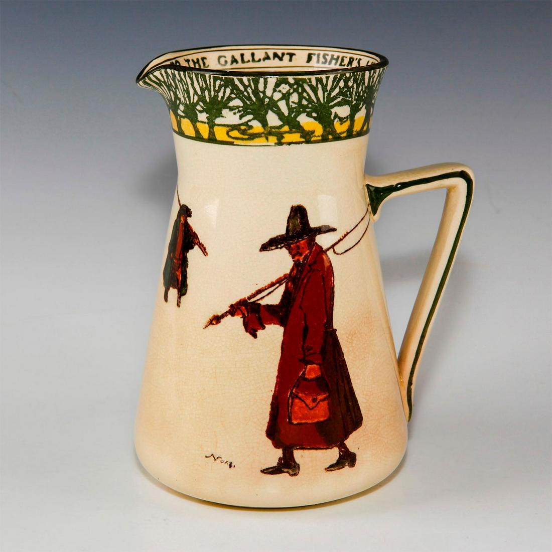 ROYAL DOULTON PITCHER, ISAAC WALTON GALLANT FISHERS (1 of 4)