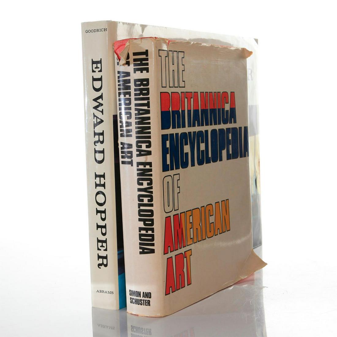 2 BOOKS, EDWARD HOPPER; ENCYCLOPEDIA OF AMERICAN ART: Cloth hardcover, text by Goodrich, 306 pp.; hardcover 669 pp. Harry Abrams, publisher 1989 reissue; Simon and Schuster, publisher. Issued: 1989 Dimensions: 15"L x 12"W, largest