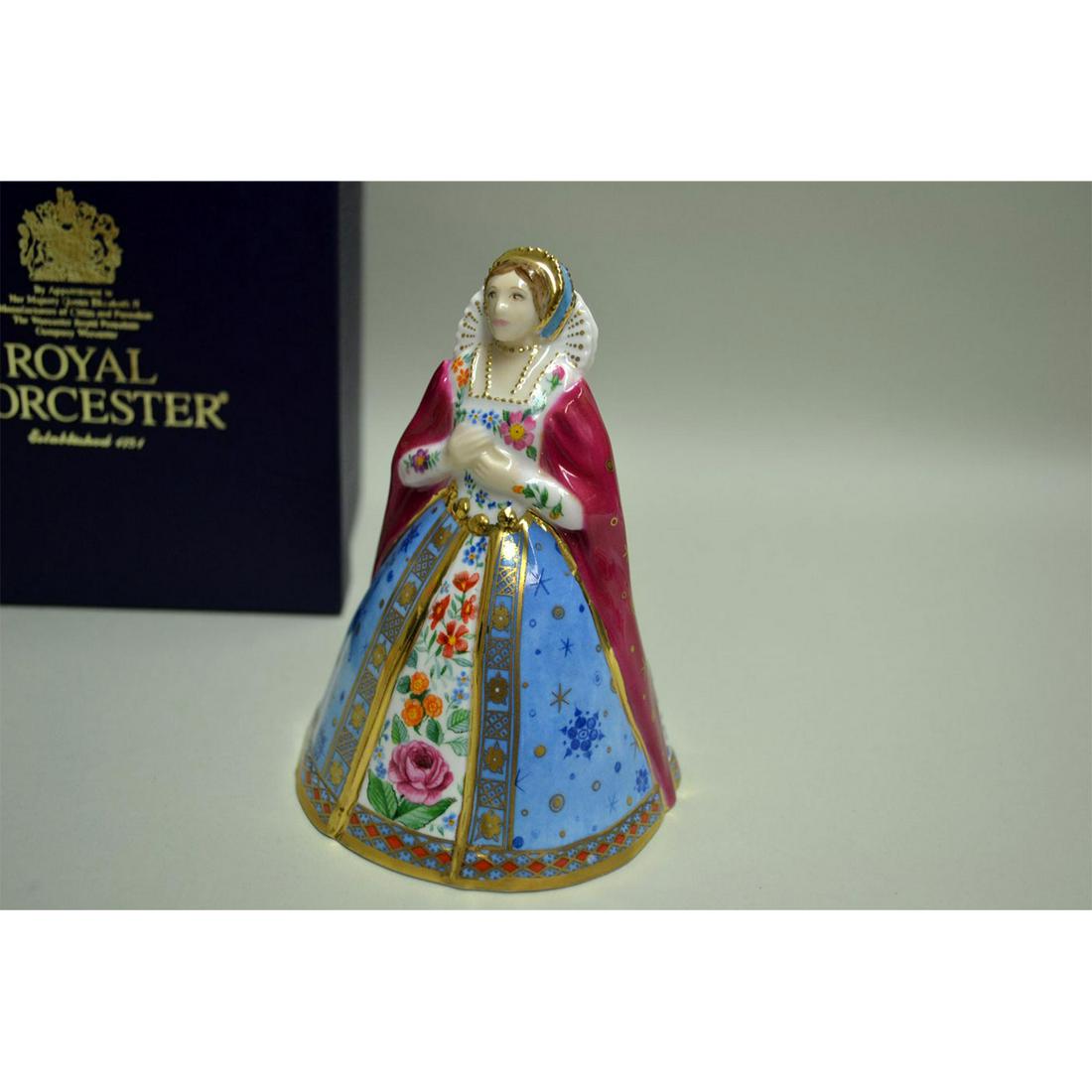 ROYAL WORCESTER PORCELAIN ANN BOLEYN CANDLE SNUFFER: English fine bone china. Tudor Royals. Box. Artist: Royal Worcester Dimensions: 4 3/4"H Manufacturer: Royal Worcester Country of Origin: England