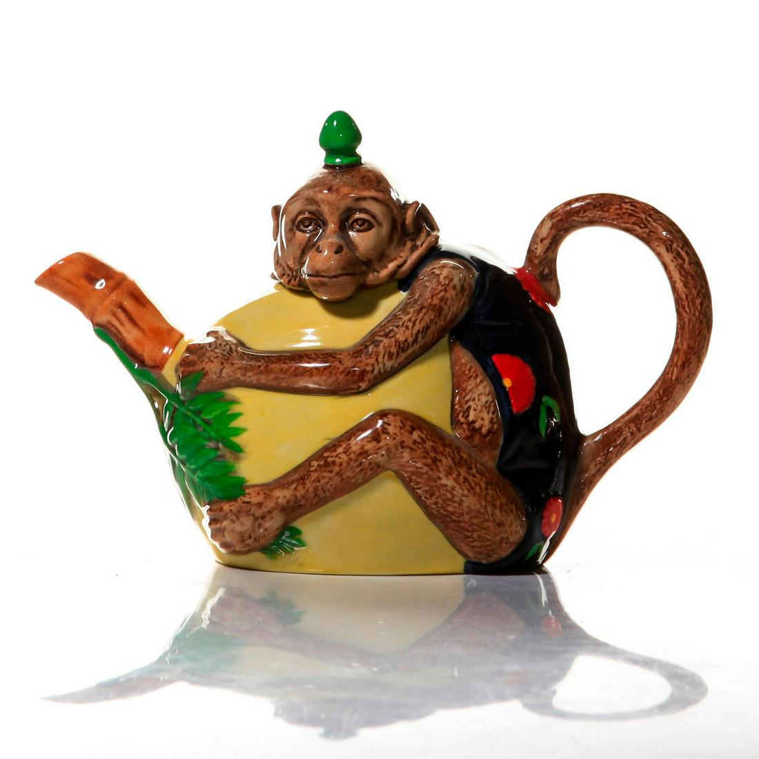 ROYAL DOULTON MINTON MONKEY TEAPOT CIRCA 1860: Limited Edition. From Minton Archive Collection. Issued: 1993 Dimensions: 6.0"H Edition Number: 1479 Edition Size: 1793 Manufacturer: Royal Doulton Country of Origin: England